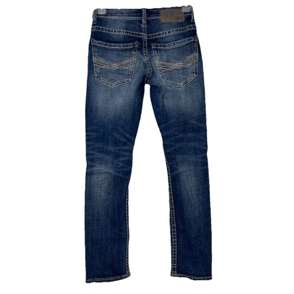 BKE Alec Jeans Buckle Sz 25x30 (27”L) Dark Wash With Fading Straight - Picture 1 of 14